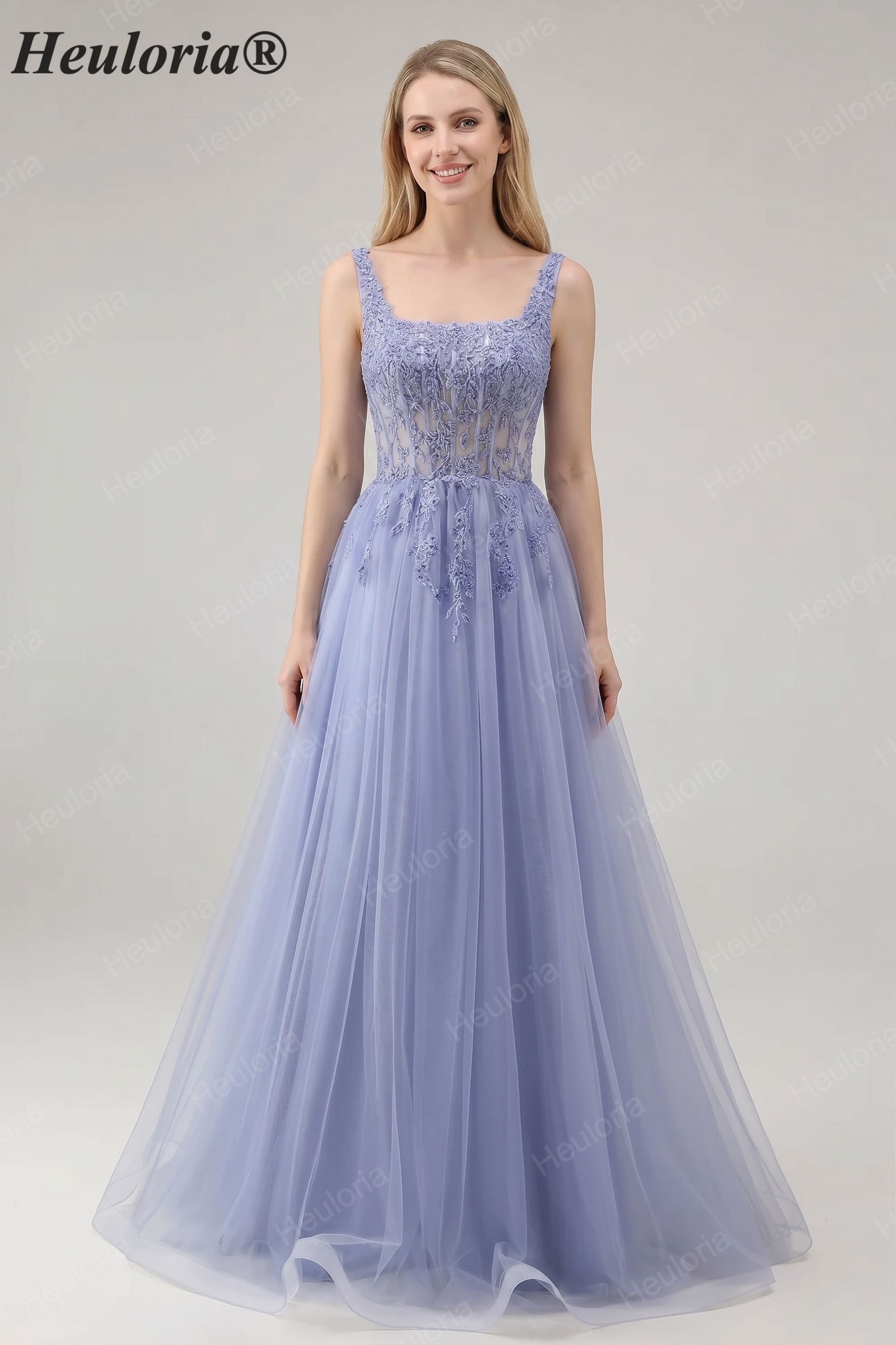 Lavender Lace Tulle A-Line Prom Dress ED-502