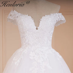 HEULORIA princess wedding dress off shoulder lace applique bride dress plus size robe de mariee BA-546 HEULORIA princess wedding dress off shoulder lace applique bride dress plus size robe de mariee BA-546