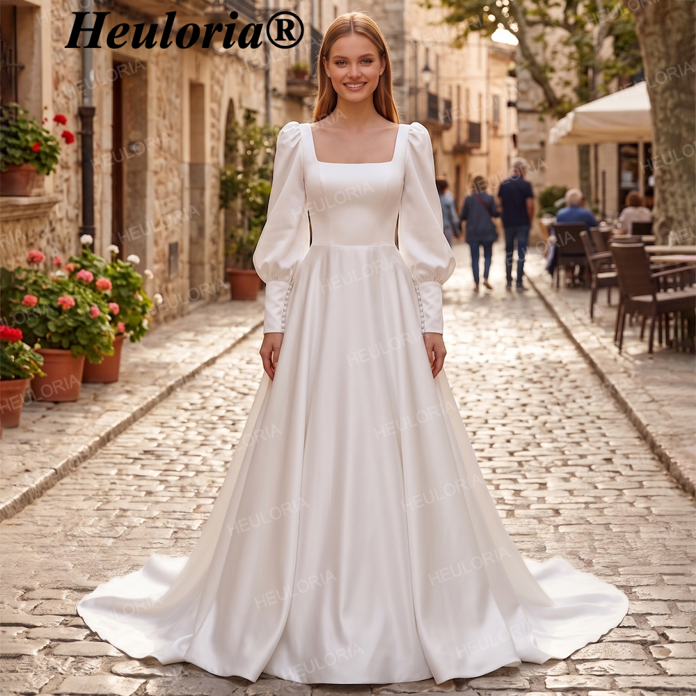 square neck a line wedding dress Charming A-line Neckline Lace Backless Dresses, FC2682 The flowy skirt has box pleats and a sexy slit for extra movement KissProm Simple A-Line Square Neck