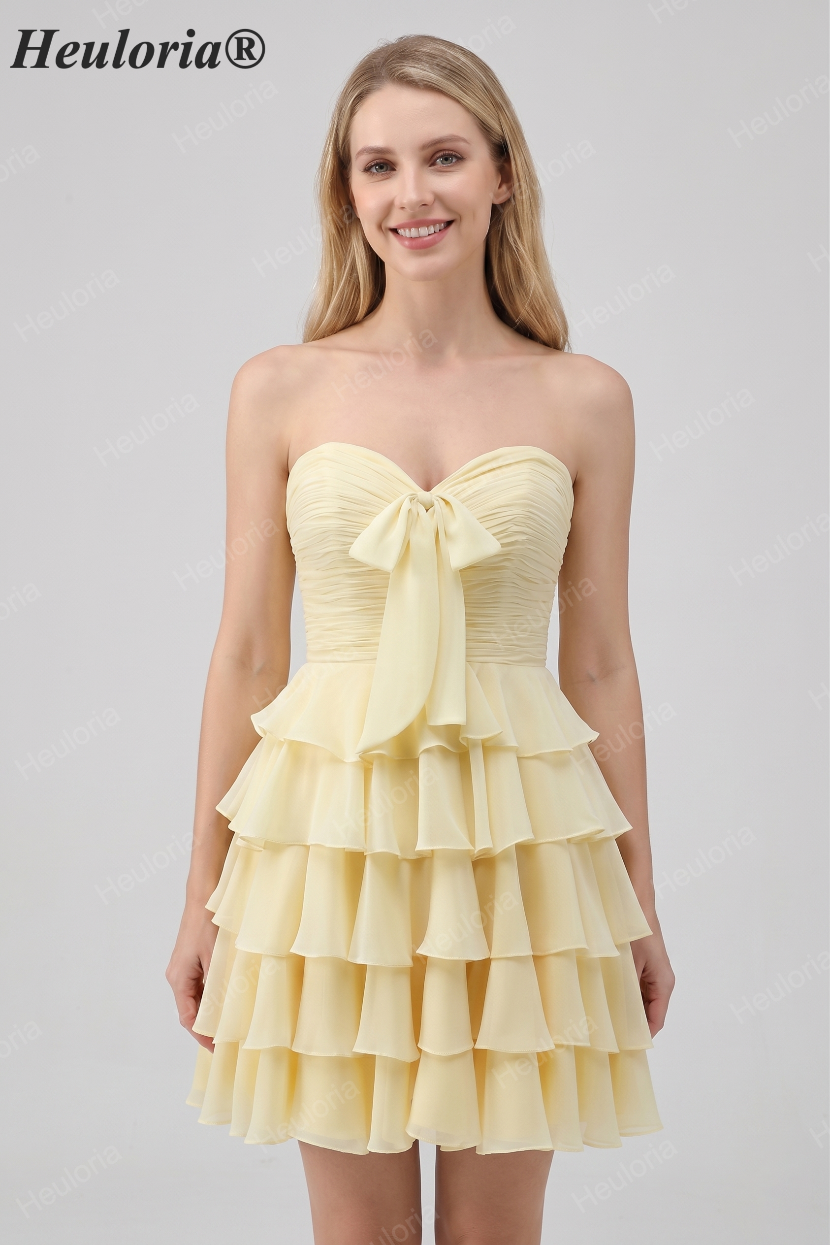 Light Yellow Strapless Homecoming Dress ED-319