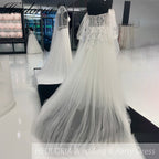 HEULORIA Elegant Off Shoulder A Line Wedding Dresses lace bride dress puffy sleeve Robe de mariee AL-943