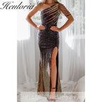 Sexy One shoulder evening dresses sparky sequin formal prom dresses vestidos de fiesta robe de soiree de mariage  party dresses women evening