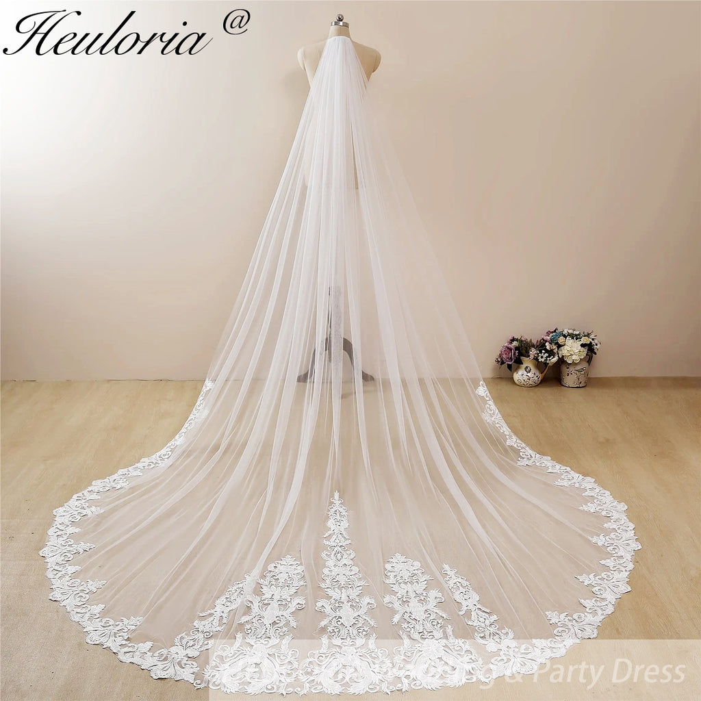 Cathedral Wedding Veil Lace bridal veil with Metal Comb Length 300cm width 300cm for Bride VL-131