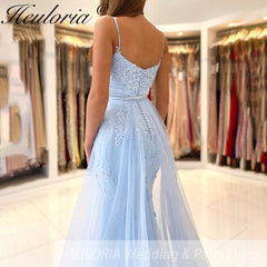 New Mermaid Sexy Prom Dresses Long for Applique with Detachable Train Formal Evening Dress Party Birthday Gowns Customized Made