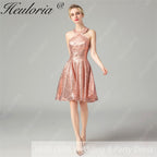 HEULORIA short evening dress halter neck sparky sequin tulle party dress formal dress ED-68