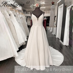 HEULORIA Crepe Satin Wedding Dress A Line Engagement Dress Boho Wedding Gowns dress white Robe de mariee AL-952