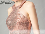 HEULORIA short evening dress halter neck sparky sequin tulle party dress formal dress ED-68