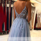 Elegant A-Line Evening Dress Sleeveless Tulle Dress Split Sequins Beading Sweep Train Wedding Guest Dress 2025 Free Customized