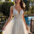 HEULORIA  elegant A line wedding dress Spaghetti Strap crepe lace chiffon bridal dress Robe De Mariee Wedding Bride Dress AL-QK45