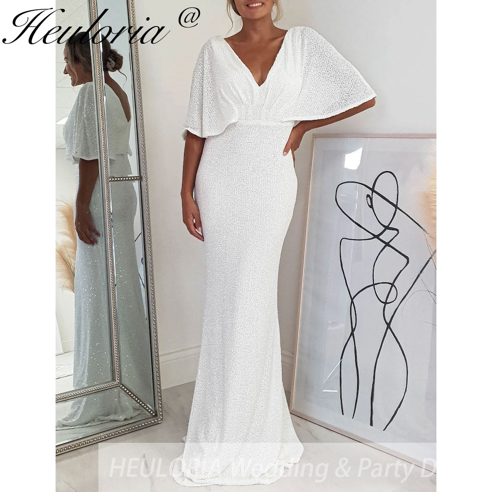 Sexy Deep V neck white mermaid evening dress vestidos de fiesta  party dress robe de soiree de mariage robe femme soiree