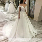 Princess Wedding Dress off shoulder lace bride dress plus size robe de mariee Lace beading Wedding Bridal Gown BA-99