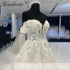 HEULORIA Off Shoulder Lace Wedding Dresses A line Bridal dress spark gliter tulle skirt Robe 2025 Customized AL-937