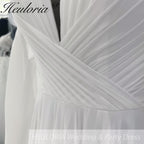 HEULORIA Off the Shoulder Chiffon Split Boho A Line Wedding Dress Long Puff Sleeve Appliques Beach Robe Vestido Civil AL-958