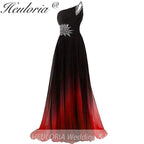 HEULORIA long evening dress one shoulder beaded chiffon party dress long formal dress ED-7