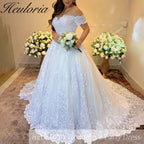 HEULORIA Sparkly Glitter Wedding dress Off The Shoulder 2025 Luxury Women Church Beach Bride Dresses Floral Lace Customized BA-902
