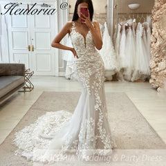 HEULORIA vintage Mermaid Wedding Dress sweetheart lace beading bride dress Robe de mariage customize ME-593