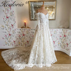 HEULORIA  a line Wedding Dress long sleeve Lace bridal dress  off shoulder Customized AL-812