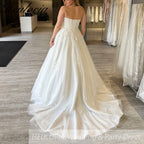 Elegant Boho Wedding Dress strapless lace applique bride dress robe de mariee A line Wedding Bridal Gown AL-895