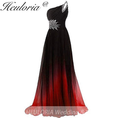 HEULORIA long evening dress one shoulder beaded chiffon party dress long formal dress ED-7