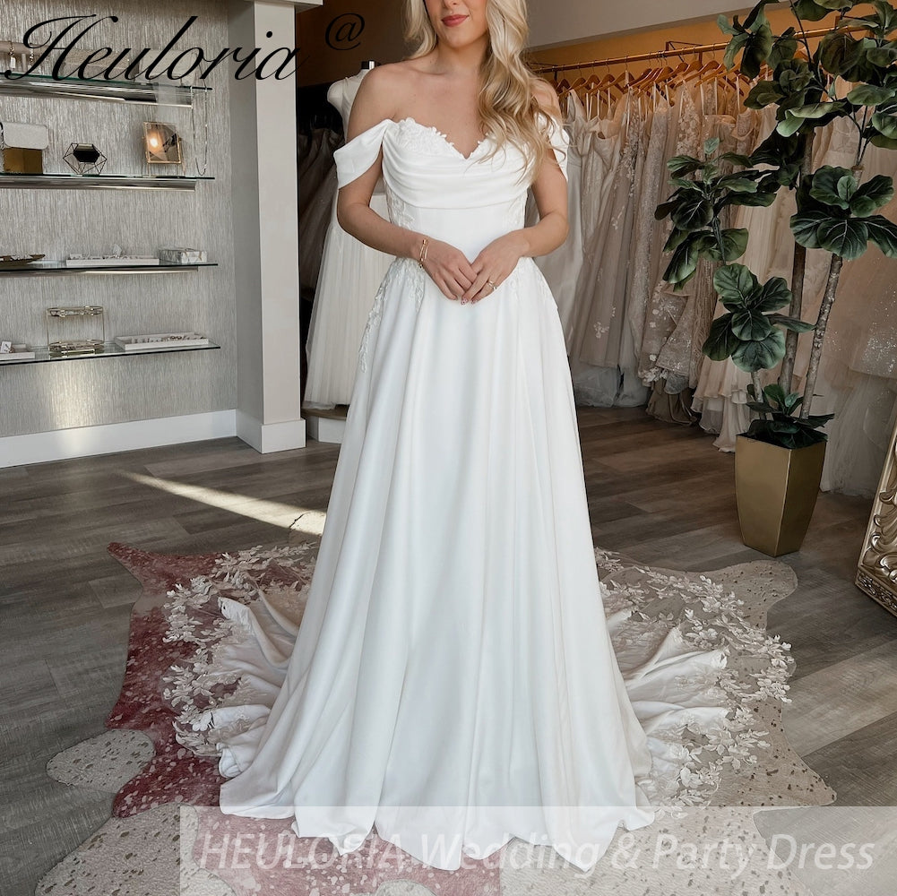 Elegant Boho A line Wedding Dress lace applique chiffon bride dress robe de mariee A line Wedding Bridal Gown AL-989 Main image