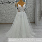 HEULORIA  elegant A line wedding dress Spaghetti Strap lace applique bridal dress Robe De Mariee Wedding Bride Dress AL-1097