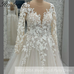 Elegant princess Wedding Dress long sleeve V neck lace applique bride dress robe de mariee A line Wedding Bridal Gown AL-1093