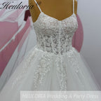 HEULORIA  elegant A line wedding dress Spaghetti Strap lace applique bridal dress Robe De Mariee Wedding Bride Dress AL-1012