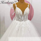HEULORIA  elegant A line wedding dress Spaghetti Strap lace applique bridal dress Robe De Mariee Wedding Bride Dress AL-1009