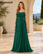 HEULORIA Ruffled Chiffon Bridesmaid Dress with Cascading Drapes | ED-1021