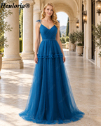 heuloria-Blue Bow Shoulder Tulle Bridesmaid Dress with Floral Detail-ed-537