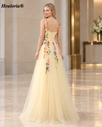 HEULORIA Ivory 3D Floral Applique Tulle A-Line Prom Dress with Sweetheart Neckline ED-585