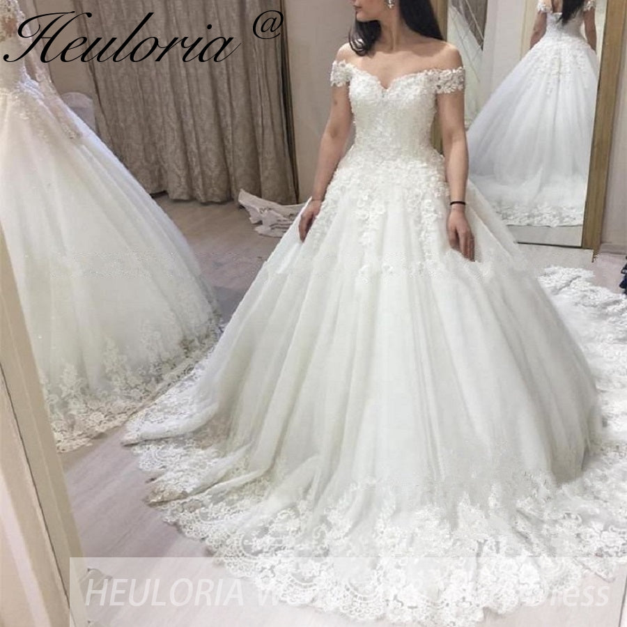 Elegant princess Wedding Dress off shoulder lace applique bride dress robe de mariee Wedding Bridal Gown BA-23 Main image