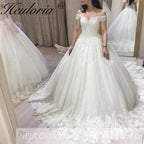 Elegant princess Wedding Dress off shoulder lace applique bride dress robe de mariee Wedding Bridal Gown BA-23