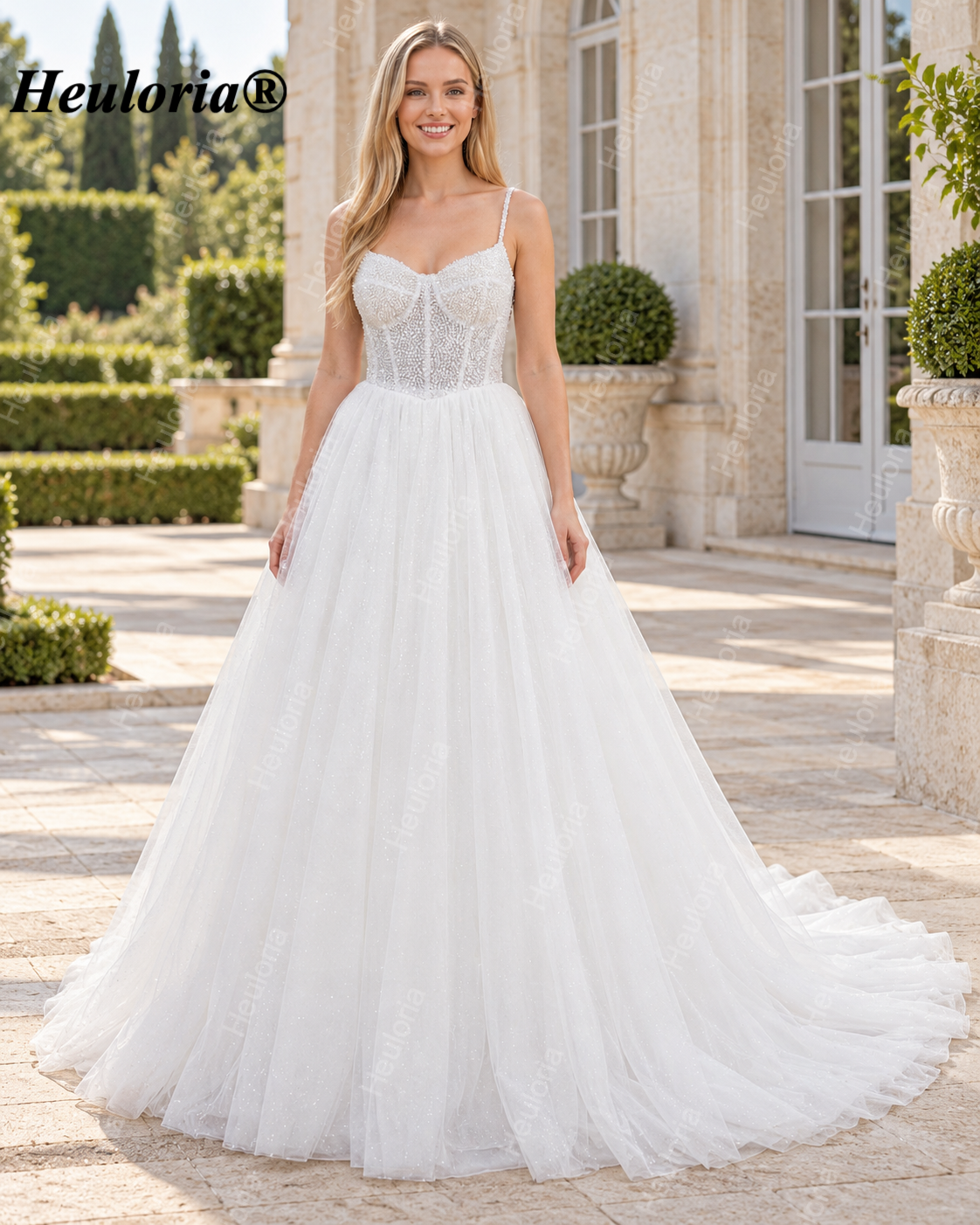 Sweetheart Beaded Corset Glitter Ball Gown Wedding Dress AL-1058