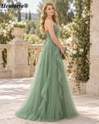 HEULORIA Navy Blue One-Shoulder Glitter Tulle A-Line Prom Dress with Ruffle Skirt – ED-250