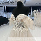 HEULORIA elegant 3d floral lace Wedding Dress Off Shoulder Vintage Wedding Gowns vestido novia sencillo AL-934
