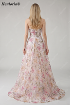 HEULORIA Enchanting Strapless Floral Embroidery Sequined A-Line Evening Gown - Romantic Prom & Wedding Guest Dress ED-643