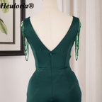 heuloria-Emerald Green V-Neck Evening Dress with Beaded Shoulders and Ruffles-ed-86