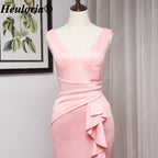 heuloria-V-Neck Satin Mermaid Evening Dress with Cascading Ruffle and Slit-ed-10