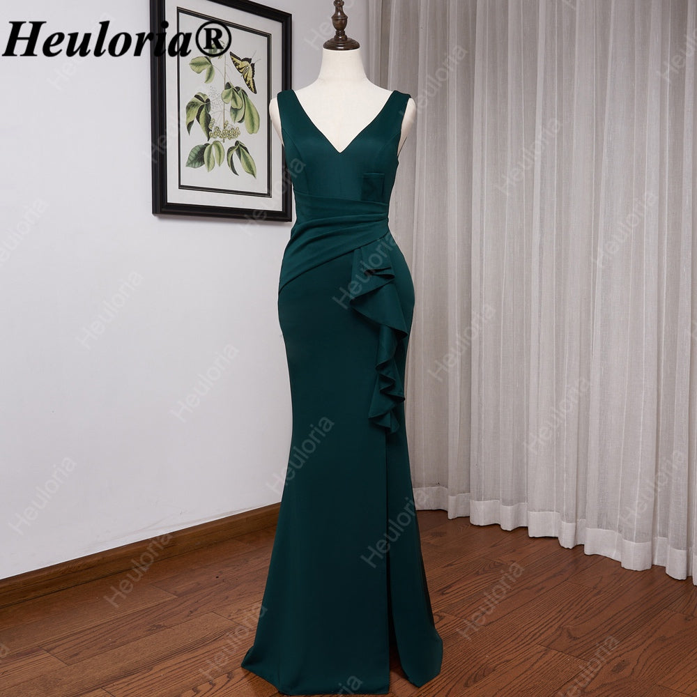 heuloria-V-Neck Satin Mermaid Evening Dress with Cascading Ruffle and Slit-ed-10