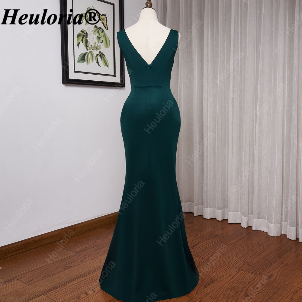 heuloria-V-Neck Satin Mermaid Evening Dress with Cascading Ruffle and Slit-ed-10