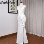 heuloria-V-Neck Satin Mermaid Evening Dress with Cascading Ruffle and Slit-ed-10