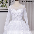 HEULORIA Princess Wedding Dress long sleeve bride dress plus size robe de mariee Lace beading shinny skirt Wedding Bridal Gown BA-530