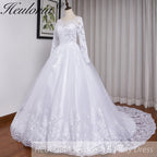 HEULORIA princess wedding dress long sleeve lace applique bride dress lace up Robe De Mariee BA-557