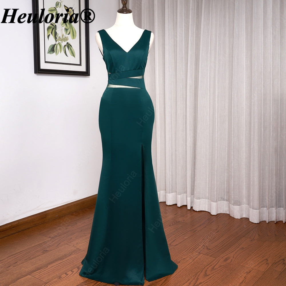 heuloria-V-Neck Cutout Mermaid Evening Dress with Beaded Back-ed-14