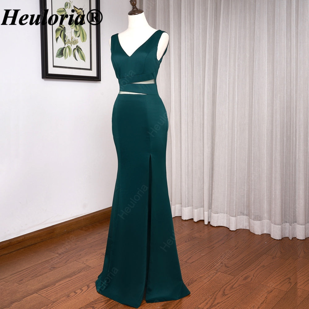 heuloria-V-Neck Cutout Mermaid Evening Dress with Beaded Back-ed-14