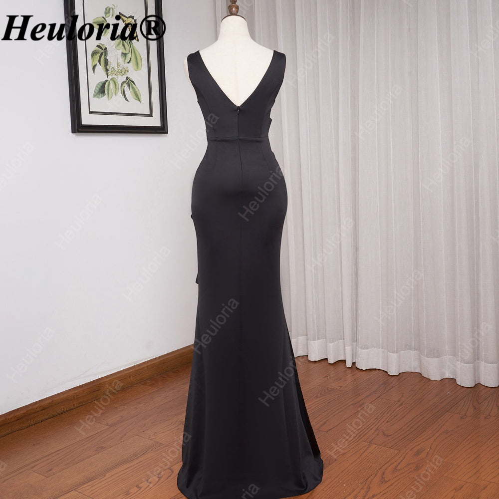 heuloria-V-Neck Satin Mermaid Evening Dress with Cascading Ruffle and Slit-ed-10