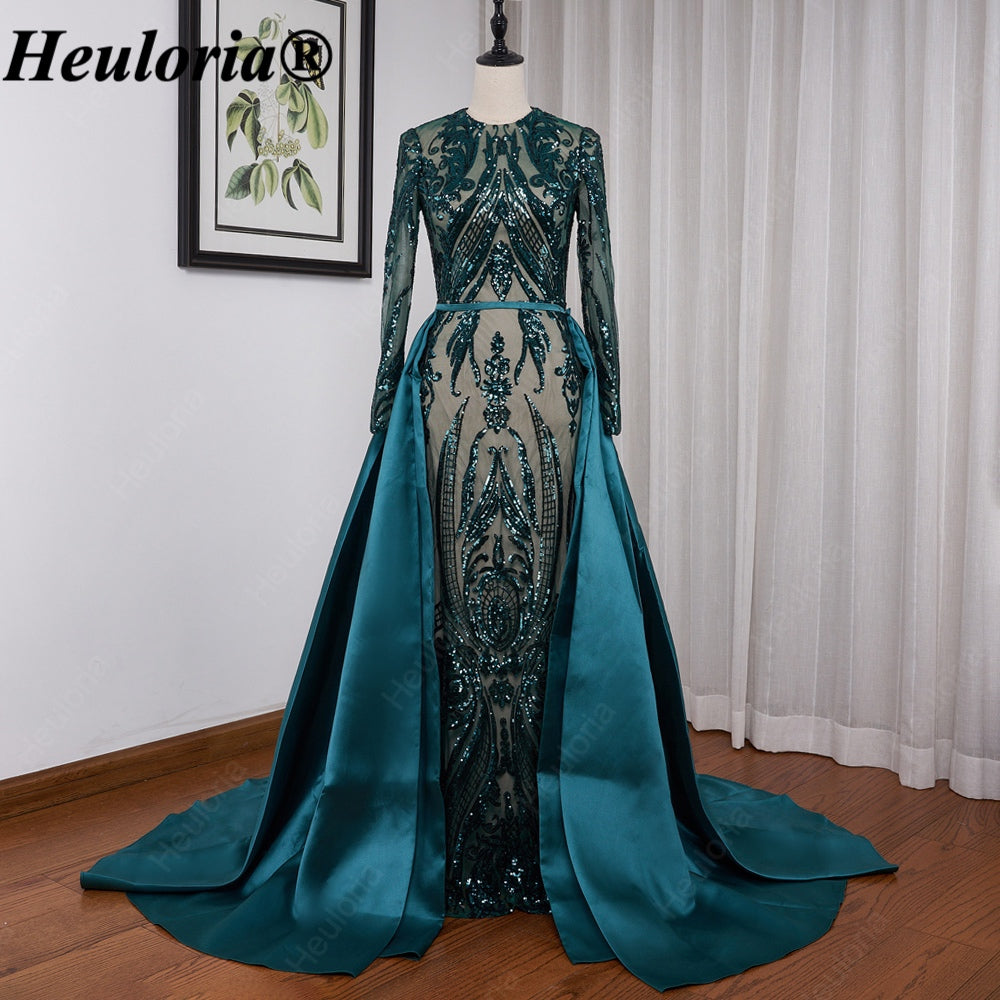 heuloria-Long Sleeve Sequin Evening Dress with Overskirt and Train-ed-58-2