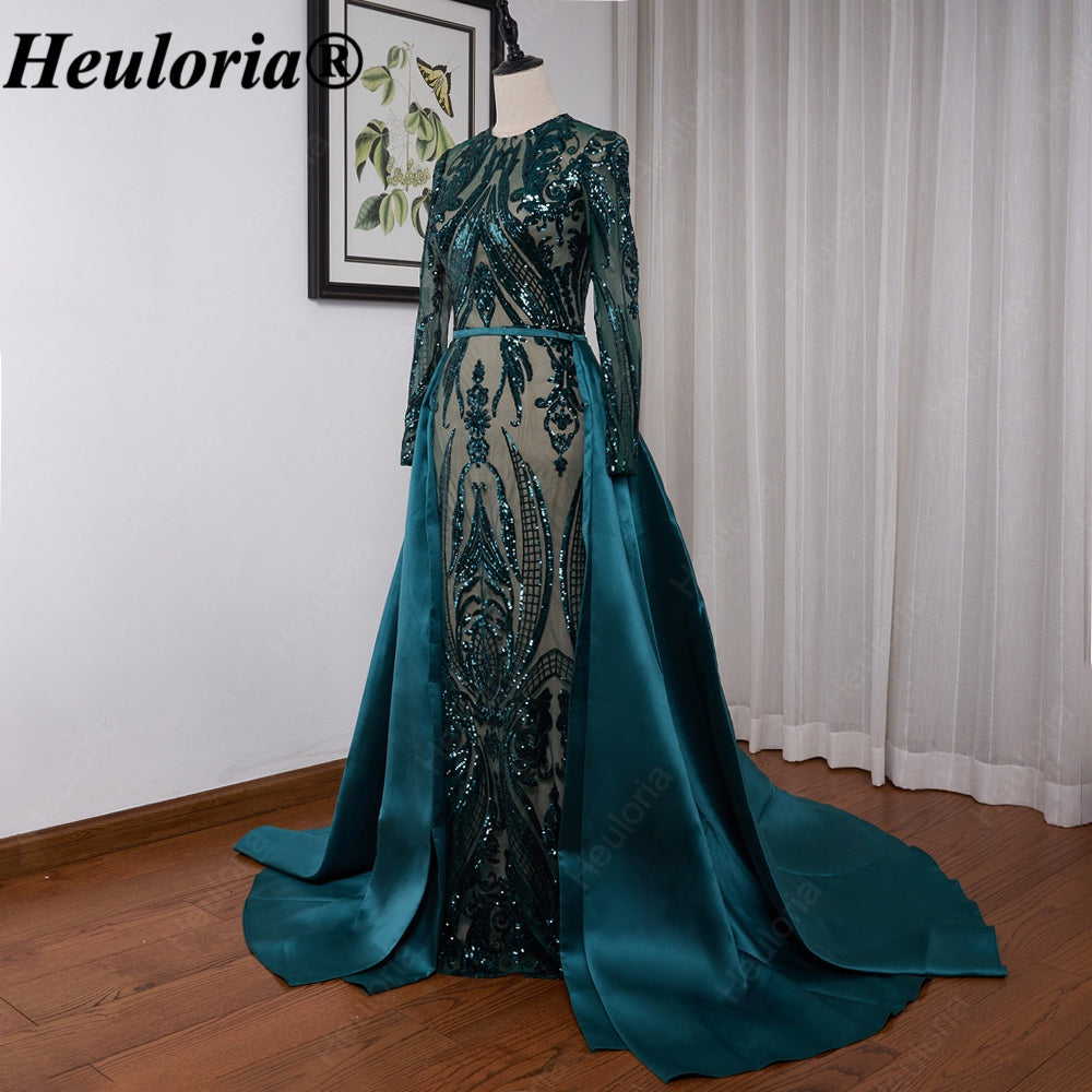 heuloria-Long Sleeve Sequin Evening Dress with Overskirt and Train-ed-58-2