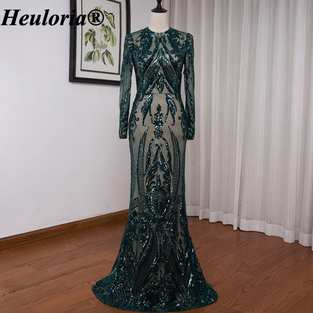 heuloria-Long Sleeve Sequin Evening Dress with Overskirt and Train-ed-58-2